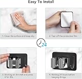 homeasy Mop Broom Holder 4 Pcs Stainless Steel Self Adhesive Wall Mount Black view 8