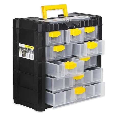 Small Parts Storage Cabinet Toolbox Compartment Box 9 Drawers Case