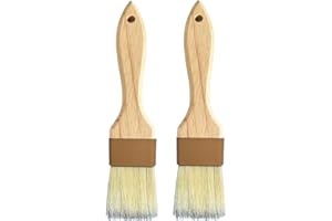 NXRACSH Natural Boar Bristle Pastry & Basting Brush - Non-Shedding, Food-Grade & Heat-Resistant Kitchen Tool for Cooking, Baking, Butter, Egg Wash, Oil, Sauce, Marinade & Cleaning Coffee Grinders - 1.5 Inch
