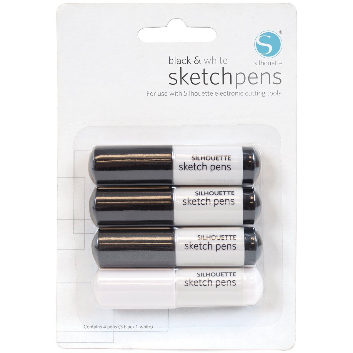 Silhouette SILH-PEN-BLK Pens Black,White 4pcs