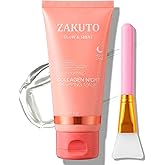 ZAKUTO Korean Formula Collagen Wrapping Mask – Peel Off Night Face Mask for Firming & Hydration, Glass Skin Glow, Hydrolyzed Collagen Sleeping Mask with Brush, Korean Skincare, 2.53 fl oz