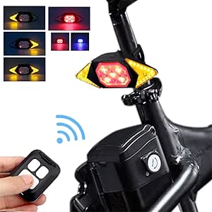VASTFIRE Bike Tail Light with Turn Signals Wireless Remote Control Red Rear Light USB Rechargeable Cycling Back Light fit Mountain Road Commuting Bicycle