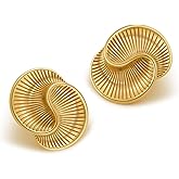 Grozilym Chunky Gold Stud Earrings for Women Trendy, Statement Big Large Vintage Gold Hypoallergenic Earrings Jewelry for Women
