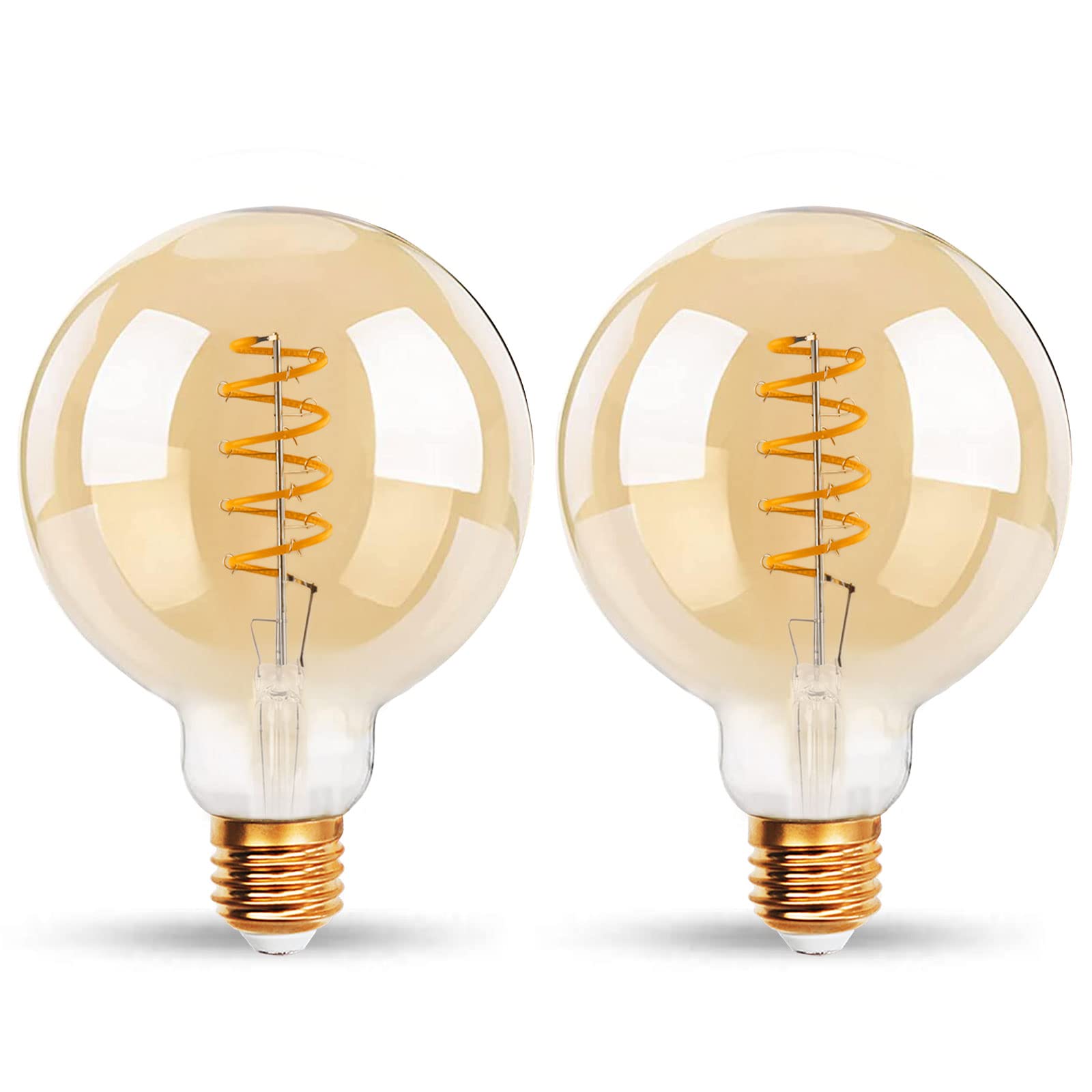 EXTRASTAR Spiral Vintage LED Light Bulb, 6W G80 E27 Bulb, 42W Equivalent, 500LM, 2200K Warm White Energy Saving Globe Decorative Bulbs, Retro Antique Filament Lamp, Non-Dimmable, Pack of 2