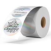 BESTIKER 2 Inch Circle Holographic Thermal Label 400pcs Thermal Printer Stickers, Silver Printable Thermal Label for Small Business Logo Design Waterproof Round Stickers Roll