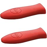 Lodge Silicone Hot Handle Holder Oven Pan Mitts Heat Protecting Silicone Cast Iron Skillet Dutch Oven (Red 2 Pack)