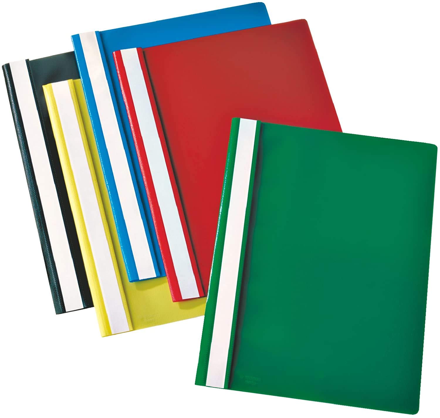 Indigo® A4 Project Folders – Assorted Colours Report Files with Clear Front Cover & 2-Prong Fastener, 30-Sheet Capacity (Pack of 25)