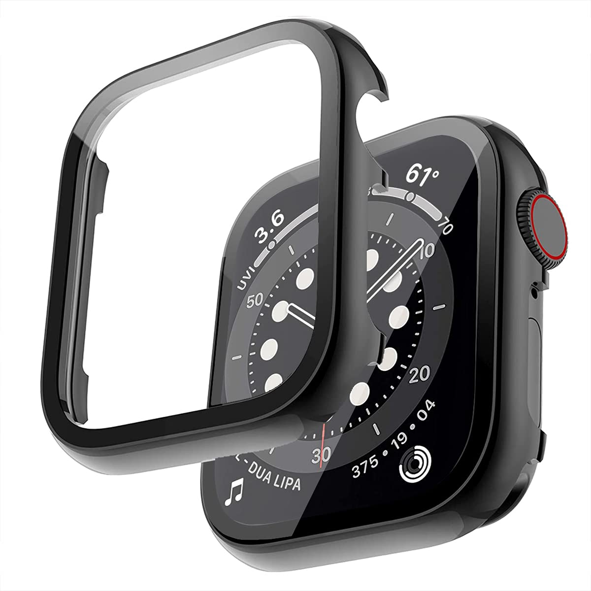 Miimall Case Compatible with Apple Watch SE Series 6/5/4 44mm Screen Protector, Smooth Metal Frame Protective Case with HD Tempered Glass Film All-Round Protective Cover for iWatch 44mm, Black