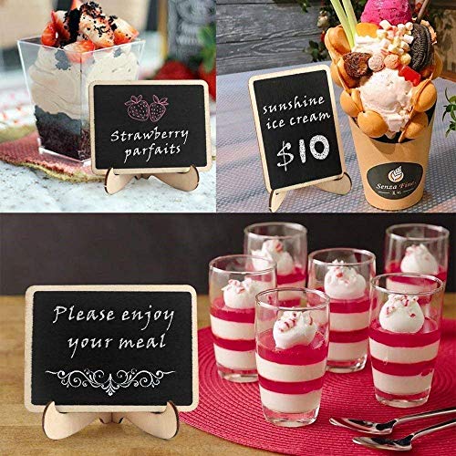 Mini Chalkboard Signs,20 Pack Small Blackboard Sign with Support Easels Wood Little Chalkboard for Message Board Signs and Weddings, Birthday Parties, Table Numbers - Thumbnail 2