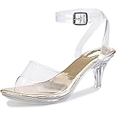 NBUUNBU Clear Strappy Heels For Women Transparent Ankle Strap Platform High Heeled Sandals Sexy Stiletto Comfortable Crystal Dress Shoes Adjustable Buckle Open Toe Pump Mules