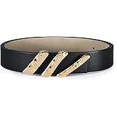 RISANTRY Genuine Leather Belt for Women Brown Leather With Smooth Oval Gold Metal Buckle Luxury Casual Fashion Belts