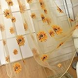 Haoun 2pcs Sunflower Sheer Curtains Window Panels Drapes Voile Tulle for Living Room Bedroom Kid's Room Decor 39.4x78.8 Inch