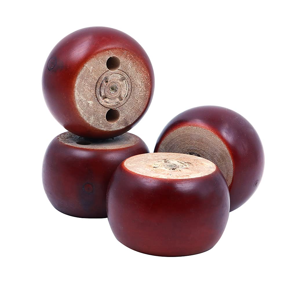 Shiwaki Pack of 4 Red-brown Furniture Legs Wooden Round Bun Feet 3in Dia 2in Tall Replacement for Sofa, Chair, Loveseat, Dresser Foot