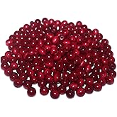 300 Pcs 12mm Dark Red Wooden Beads | DIY Craft Beads for Bracelets, Garlands, Hanging Ornaments | Natural Wood Grain, 3.5mm Hole for Easy Stringing