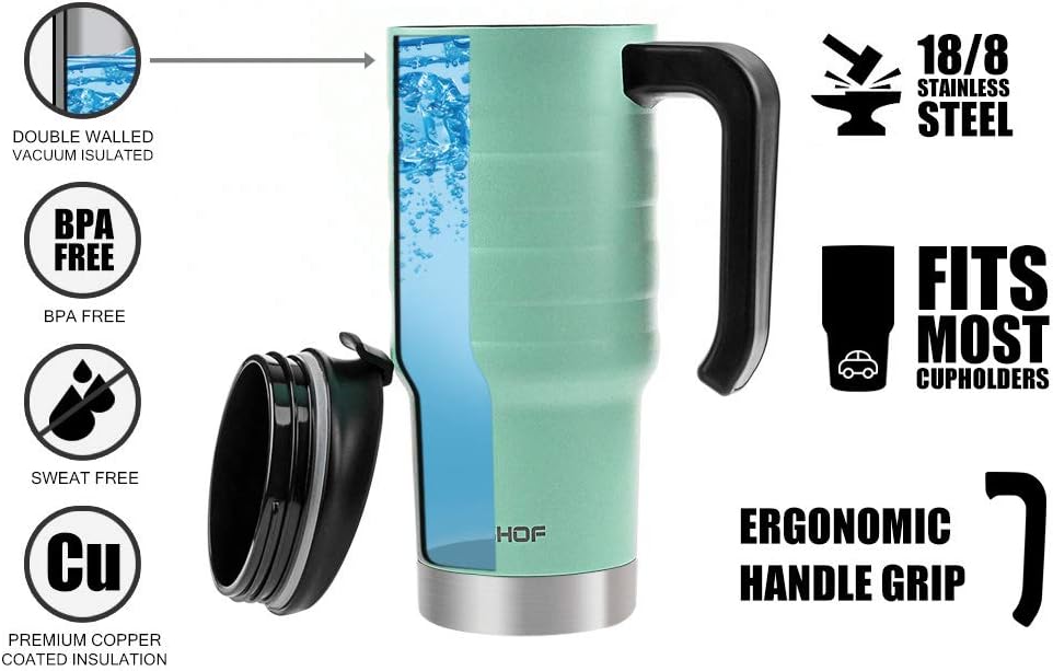 HAUSHOF Travel Tumbler 700ml, Double Wall Vacuum Insulation Flask, Stainless Steel Coffee Mug - Image 4