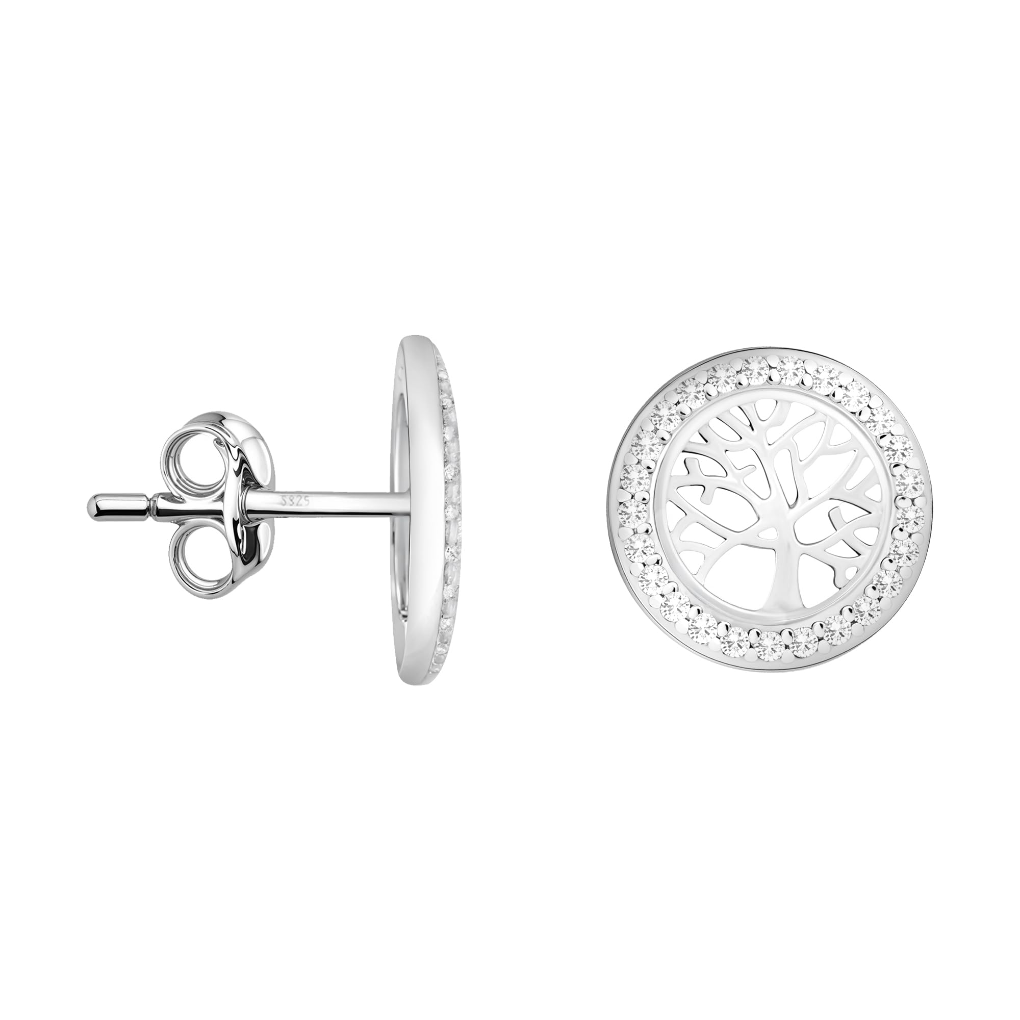 SOFIA MILANI - Women's Earrings 925 Silver - with Zirconia Stones - Tree of Life Stud Earrings - 20558