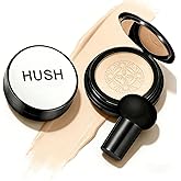 Hush Foundation for Mature Skin, Mushroom Head Air Cushion CC Cream, Full Coverage Foundation BB Cream for All Skin Types (Natural)