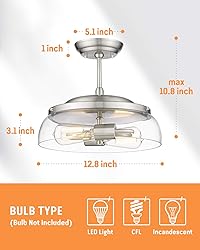EAPUDUN Semi Flush Mount Ceiling Light, 2-Light
