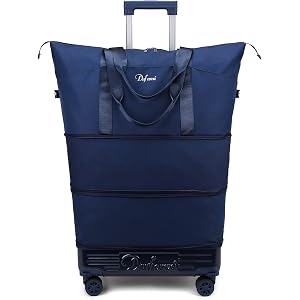 Rolling Duffle Bag with Wheels and Handle, Expandable Foldable Carry On Luggage with Removable Wheels, Personal Item Travel B