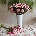 CHANZON Artificial Flower Rose Bouquet (Not include Vase, 2 Bunches 94-96 Small Pink Heads) Fake Plastic Fabric Silk Arrangement for Home Decor Wedding Table Decoration