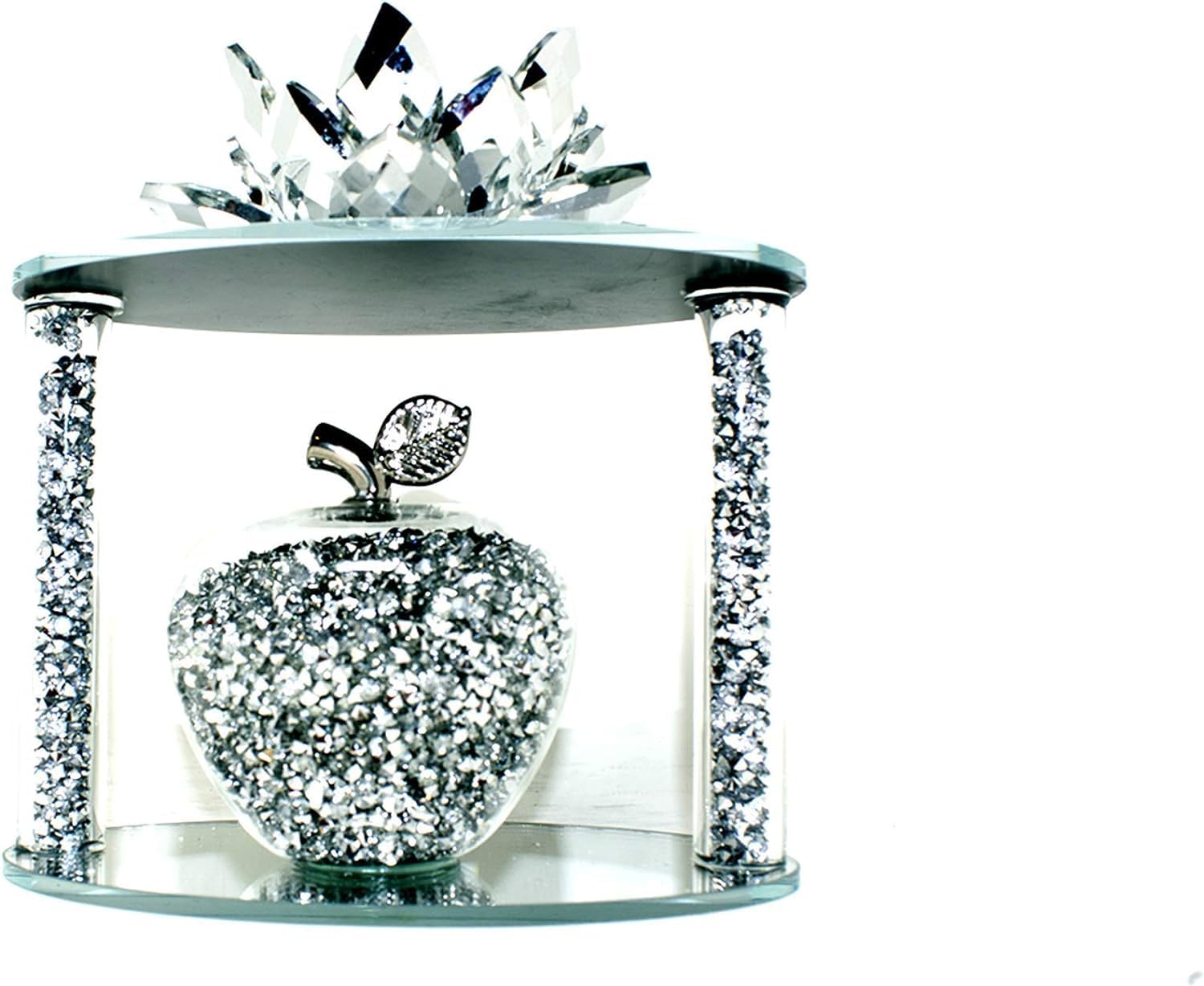 Glass Grapes & Lotus Sparkle Ornament Bling Crushed Diamond Gift | CRYSTALLIZED Crushed Lotus On Top Of Grapes |Handmade Craft | Crushed Diamond Display | Present Gift For All Occasion, Home Decor