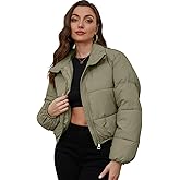 Yimoon Women's Cropped Puffer Jacket Quilted Lightweight Stand Collar Full Zip Short Down Jacket