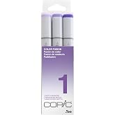 Copic Sketch Fusion #1 Purple 3-Color Refillable Dual-Tip Alcohol Markers | Brush and Chisel tip, Alcohol Marker Set for Beginners &amp; Pros, Smooth Blendable Ink for Art, Illustration, and Design
