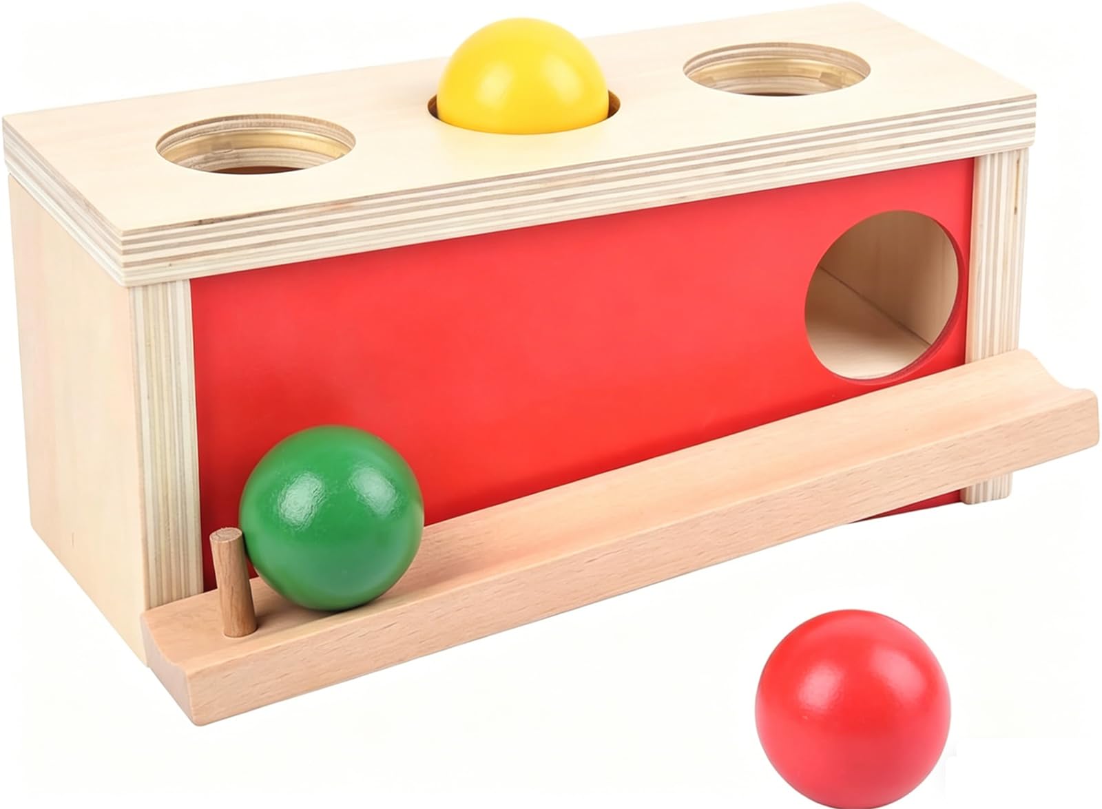 Smartwo Montessori Object Permanence Box for Baby, Wooden Ball Drop Toy for Toddlers 1 2 Year Old, Early Learning Activities, Educational Cause and Effect Game, Gift for Boys Girls 6 9 12 18 Months