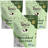 Shredded Coconut Flakes Organic Unsweetened 8 Ounce Bag (Pack of 3) Desiccated Gluten-Free Sugar-Free, Great for Vegan Paleo