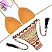 Dasbayla Women Bathing Suit American USA Flag Push up Tassel Fringe 2 pcs Bikini (Small, Orange)