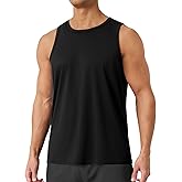 BOOJO Tank Tops Men - Summer Black Quick Dry Moisture Wicking Workout Muscle Sleeveless Shirts for Gym Running Beach