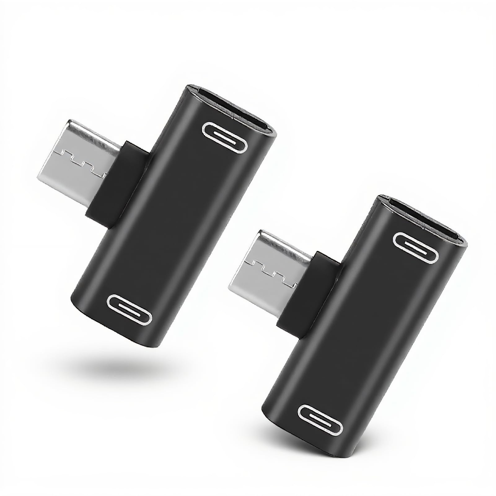 2-in-1 USB-C Audio Adapter and Charger Splitter, Aluminium Headphone Converter for USB-C Mobile Phones, Enables Simultaneous Charging and Audio Playback with Stable Transmission (Black)