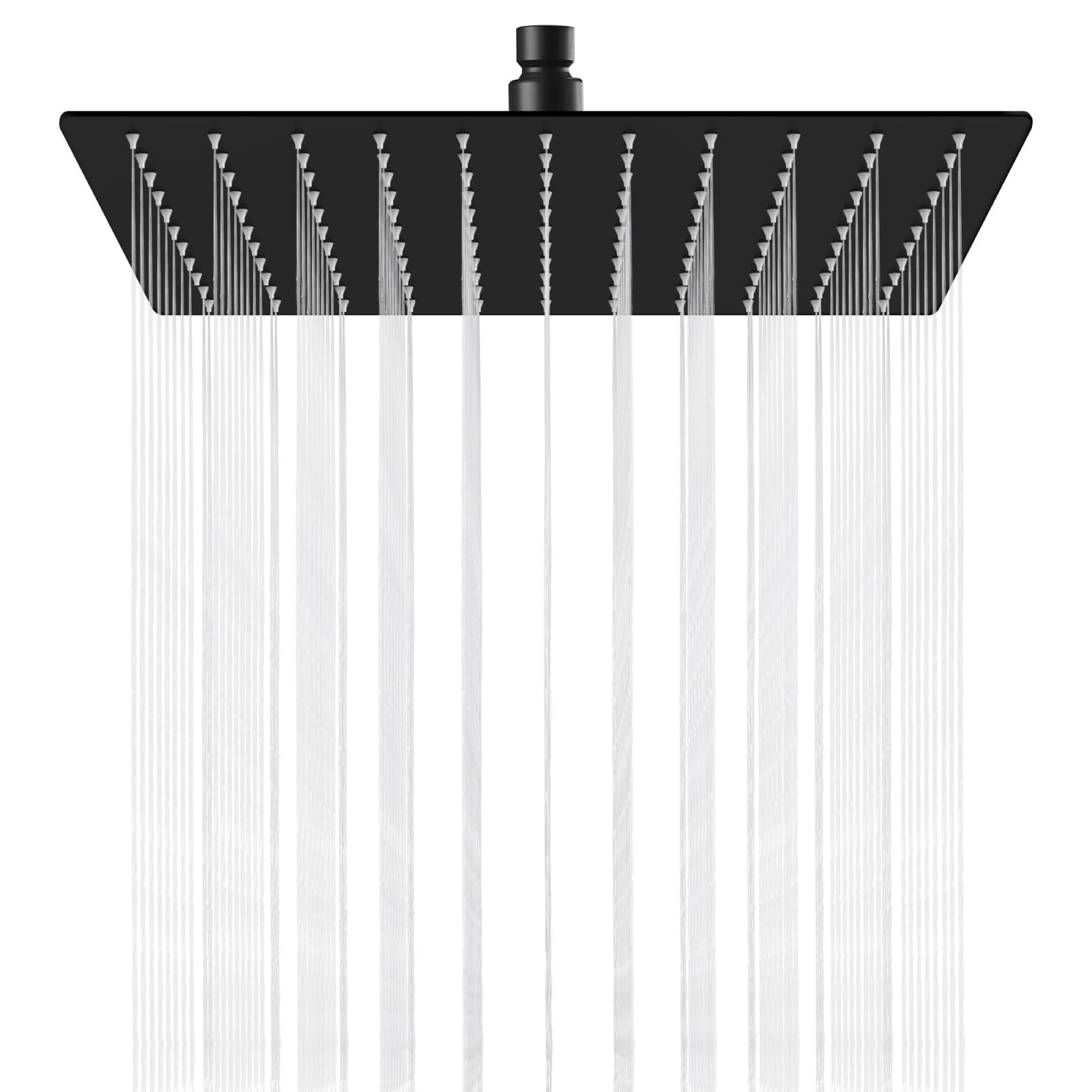 Photo 1 of Midanya Rain Shower Head, Stainless Steel Large Rainfall Shower Head High Pressure, Bathroom Waterfall Square Showerhead, Ceiling or Wall Mount, Matte Black 10 Inch