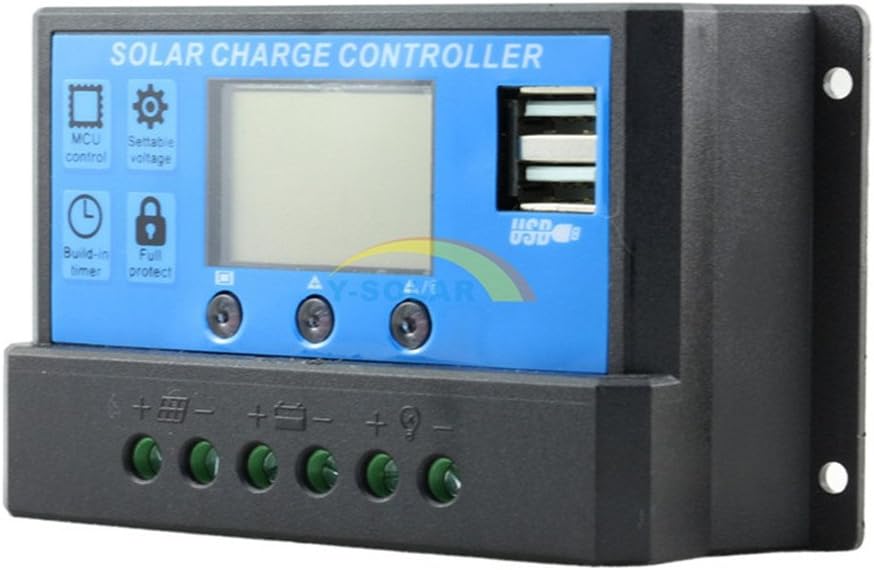PowMr Solar Charge Controller 12V/24V Auto, 50A Solar Panel Battery Controller 50Amp PWM Solar Regulator with Dual USB LCD fit for Small Solar System : Garden & Outdoor