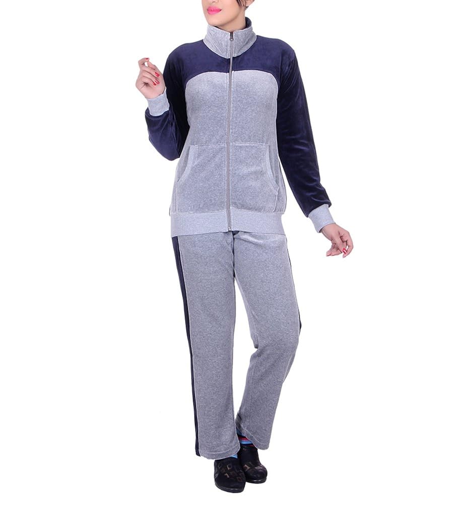vivid bharti style collar cotton velvet/shearing tracksuit