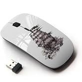 KOOLmouse [ Optical 2.4G Wireless Mouse [ White Ship Pirate Caribbean Sails Drawing ]