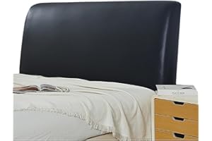 KFBVDR PU Leather Headboard Cover Stretch All-Inclusive Bed Headboard Slipcover Universal Dust-Proof Decorative Furniture Cover (Black,150cm(59.06inch))