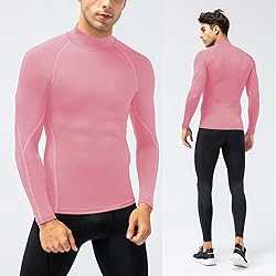 Men's Pink Compression Shirt Long Sleeve Athletic