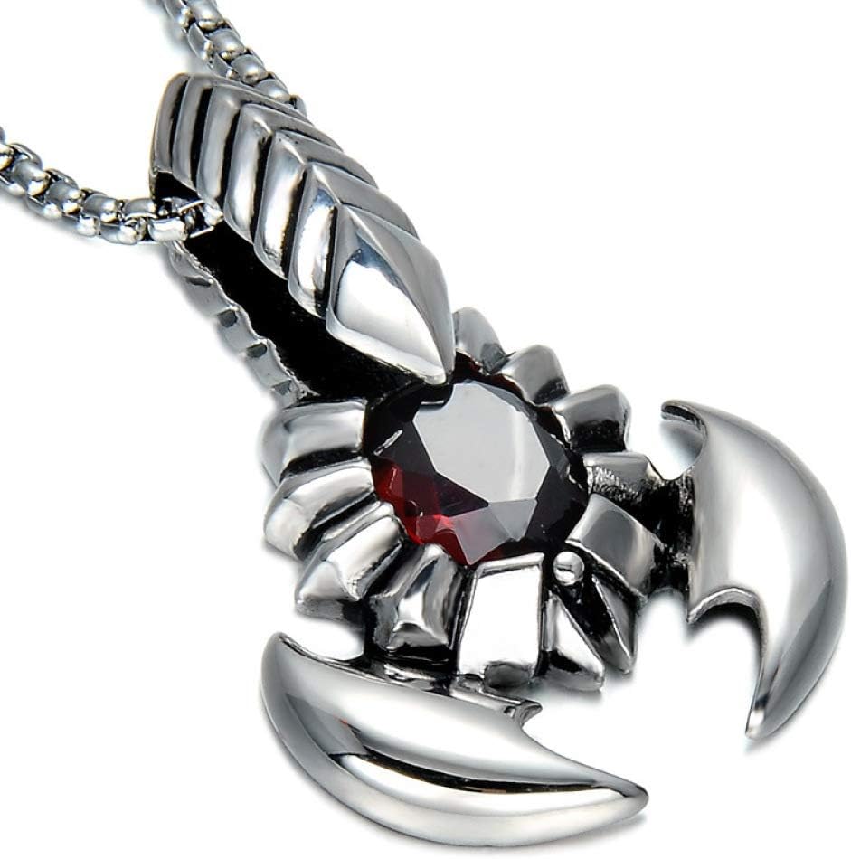 WLG Mens Stainless Steel Ruby Scorpion Pendant Necklace for New Year