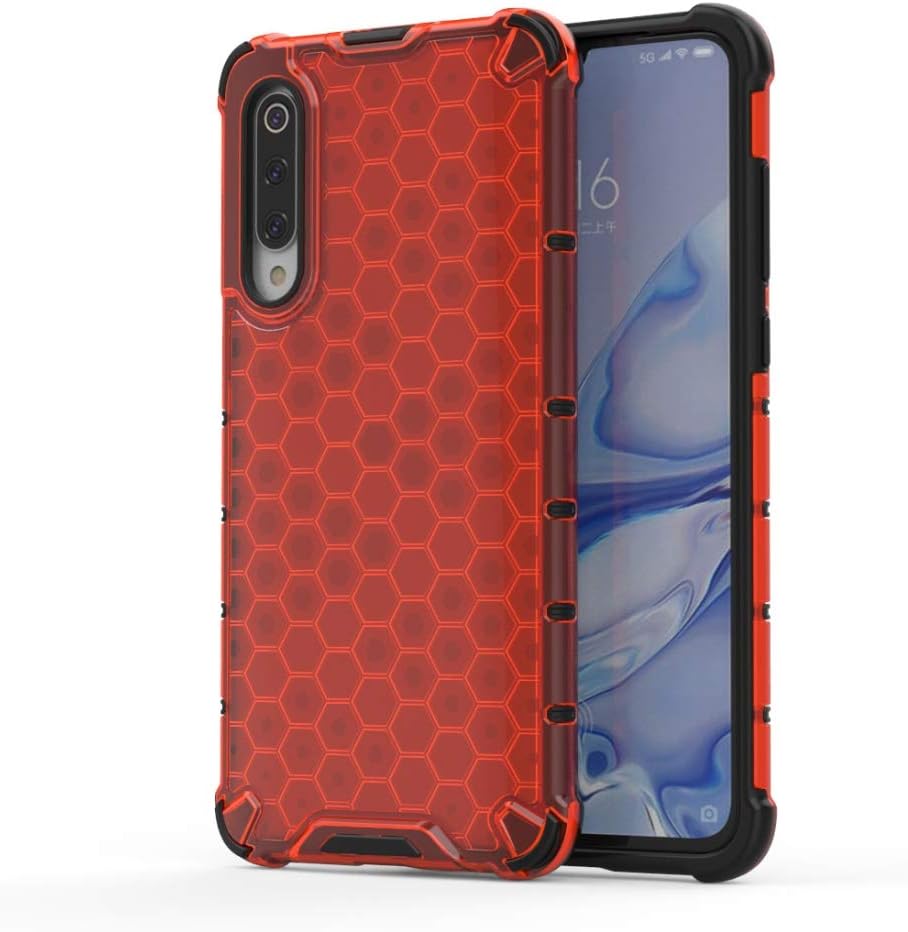 Ychaoya Phone Case for Xiaomi Mi 9 Lite Shockproof Honeycomb PC + TPU Case(Blue) (Color : Red)