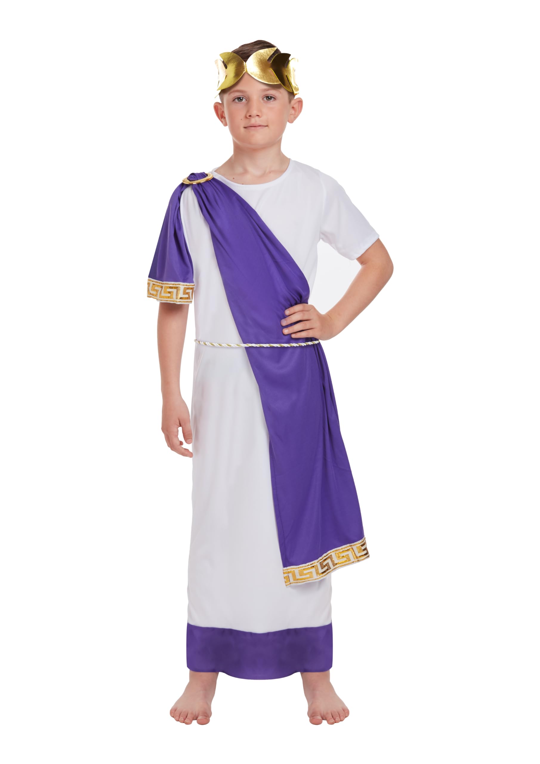 HENBRANDT Children’s Roman Emperor Fancy Dress Costume Caesar Toga Ancient Rome School History Day Halloween Fancy Dress for Boys Roman Outfit for Kids (Age 7-9) — image 1