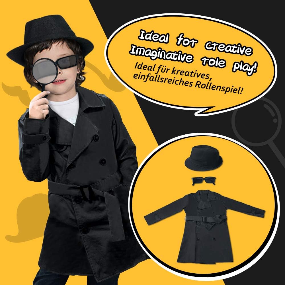 Spy Kit for Kids Detective Outfit Fingerprint Investigation Role Play Dress Up Educational Science STEM Toys Costume Secret Agent Finger Print Identification Set Boys Girls Birthday Gifts Age 6+ - Image 3