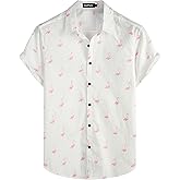 VATPAVE Mens 100% Cotton Hawaiian Shirts Floral Short Sleeve Button Down Shirts Summer Beach Shirts