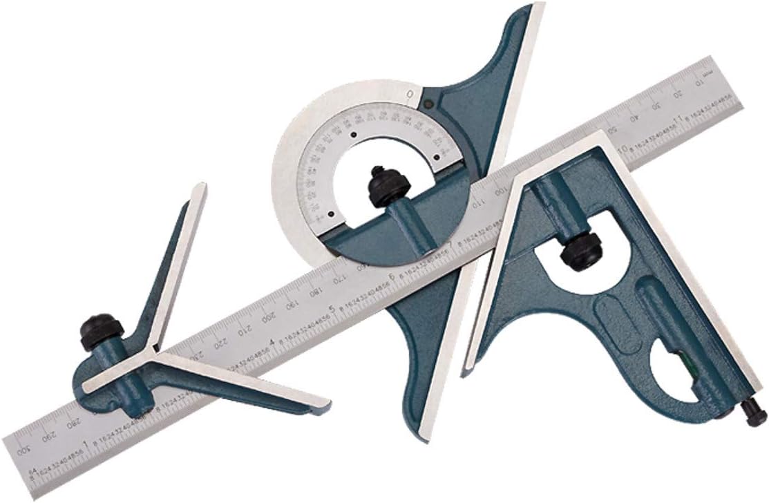 Wchaoen 180 Degree Machinist Square Protractor 12 Inch Combination Measuring Angle Tool for Woodworking Hardware Parts