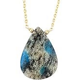 Shivangi Gems Natural Gemstone Pendant Necklace Lightweight Crystal Necklace Handmade Jewelry Unique Everyday Wear Jewelry For Women Gold Plated Adjustable Chain 18 inch