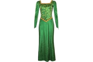 Chahouk Women's Cosplay Costume Green Dress with Long Sleeve Adult Princess Dress Gown Halloween Party Outfit