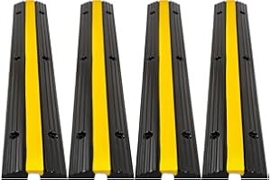 CXRCY Cable Protector Ramp 4 Pack of 1-Channel Rubber Hose Ramp, 22046Lbs Capacity Heavy Duty Speed Bumps Hose Cord Protector Ramps for Driveway&Outdoor/Wire/Hose/Pipe Hider
