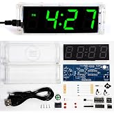 DIY Electronic Clock Kit 4 Digital Tube Green LED Time Week Temperature Date Display with Shell Soldering Project
