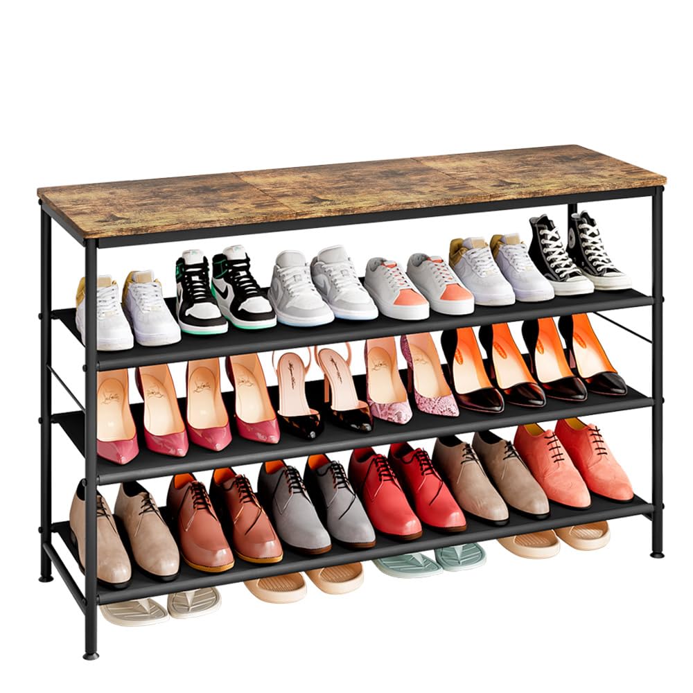 Photo 1 of (used)(missing pieces) INGIORDAR Shoe Rack Organizer 4 Tier Long Metal Organizer Shelf with Industrial