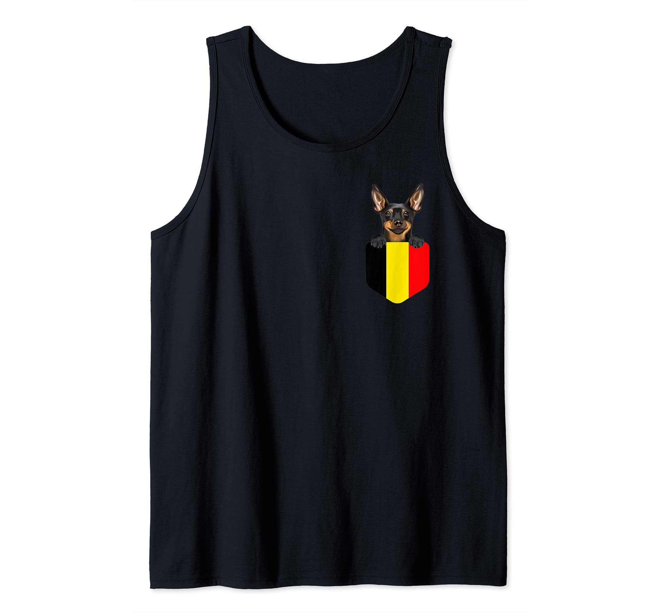 Belgium Flag Miniature Pinscher Dog In Pocket Tank Top